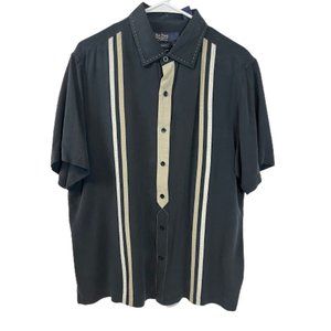 Nat Nast Silk American Fit Mens Black & Beige Button Down Shirt M